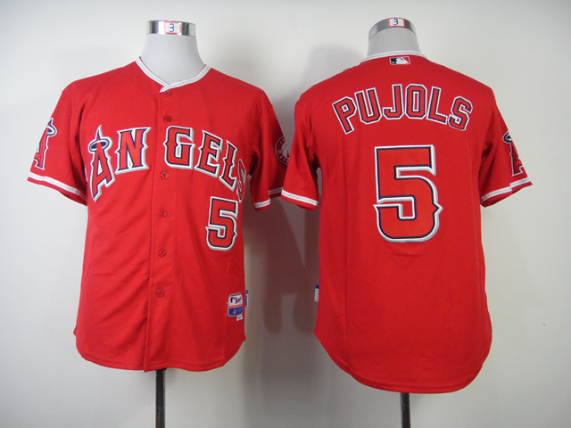 Men Los Angeles Angels 5 Pujols Red MLB Jerseys